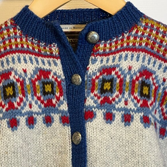 Vintage 80's Brodrene Hallen Oslo Norway Blue Wool Sweater Women's S - Picture 4 of 16